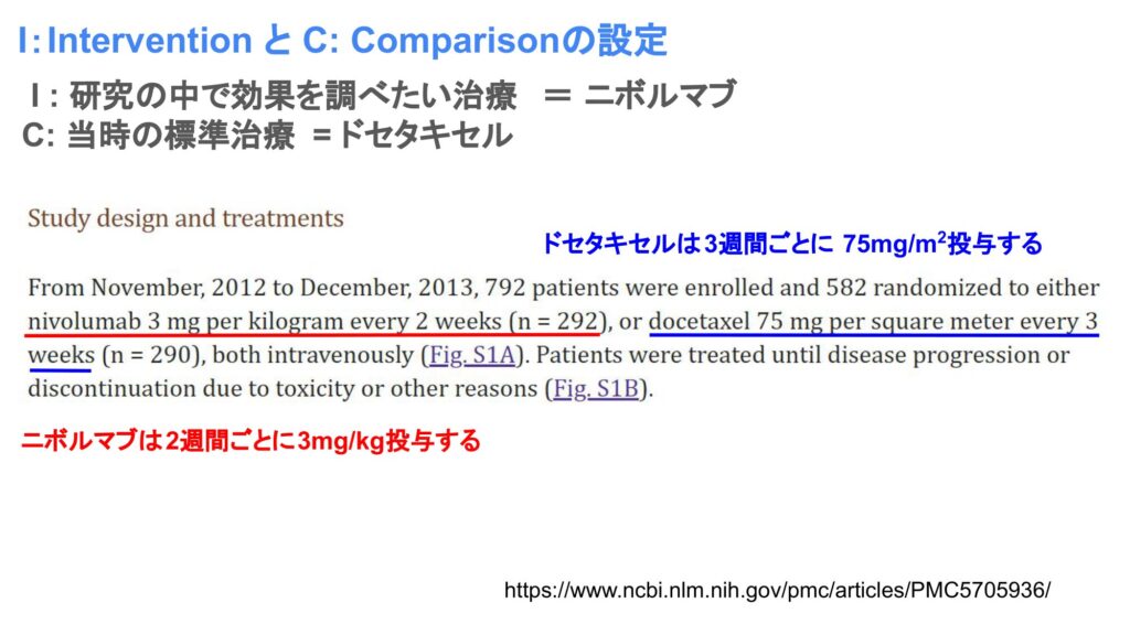 非小細胞肺がんの患者さんに対するニボルマブの有効性を検証した第III相試験-InterventionとComparison