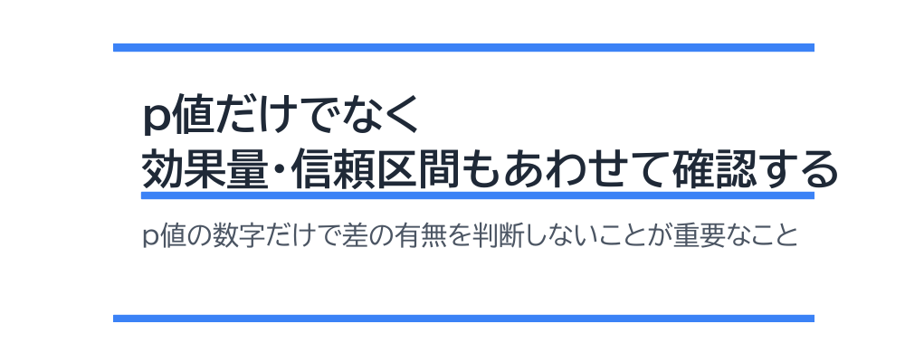 p値だけでなく効果量・信頼区間もあわせて確認する